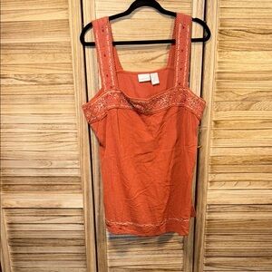 Fashion Bug Embroidered Orange Tank Halter Top Size 20W